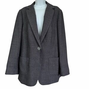 J. Jill Stretch Charcoal Grey Single Button Blazer Size Large Business Career